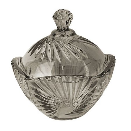 POTICHE LIRICA EM CRISTAL ECOLOGICO D11,5XA12CM COR FUME