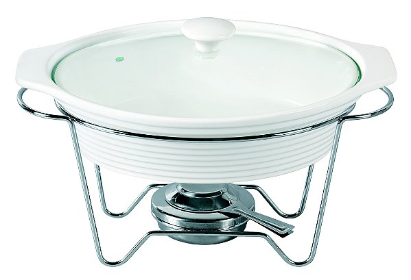 RECHAUD OVAL EM PORCELANA COM QUEIMADOR 21.5X35X21.5CM