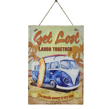 PLACA DECORATIVA BEACH TRIP EM FERRO L28XP0,05XA40CM