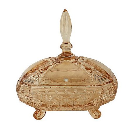 POTICHE EM CRISTAL ECOLOGICO L19XP13,5XA20CM COR AMBAR