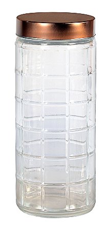 PORTA MANTIMENTO VIDRO TAMPA COBRE 2,2L 11X27,5CM