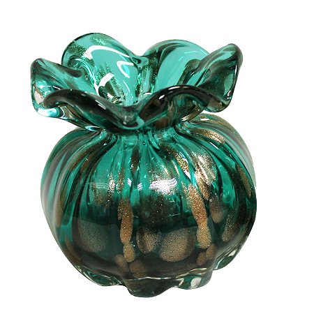 TROUXINHA GOLDEN VIDRO 11X11X14CM COR VERDE ESMERALDA