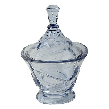 POTICHE EM CRISTAL ECOLOGICO D10XA16CM COR AZUL