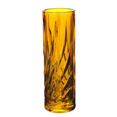 VASO SOLITARIO EM CRISTAL ECOLOGICO D6,5XA20,5CM COR AMBAR