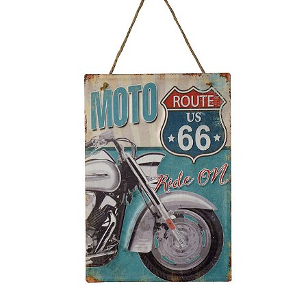 PLACA DECORATIVA GARAGE ROUTE EM FERRO L28XP0,05XA40CM