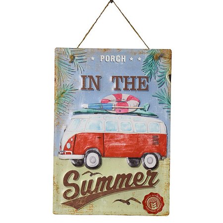 PLACA DECORATIVA BEACH ROAD EM FERRO L28XP0,05XA40CM