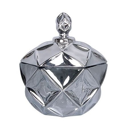 POTICHE BRUXELAS EM CRISTAL D10,5XA12,5CM COR PRETO METALICO