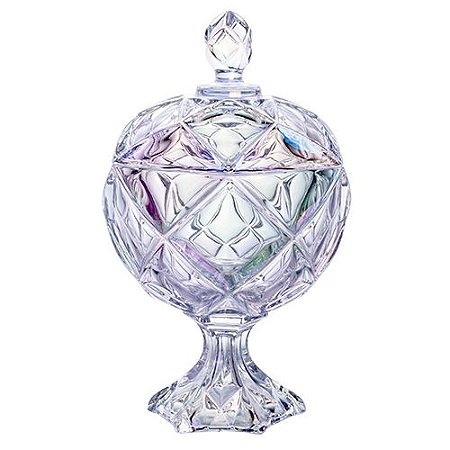 POTICHE BRUXELAS COM PE EM CRISTAL D17XA27CM COR FURTA COR