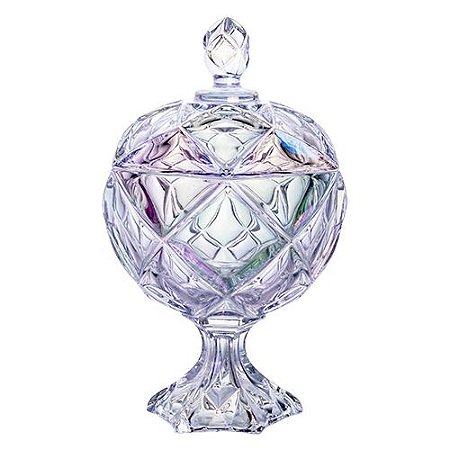 POTICHE BRUXELAS COM PE EM CRISTAL D11XA18CM COR FURTA COR