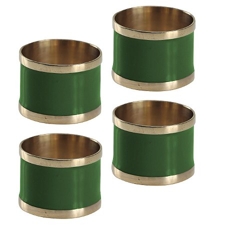 JG 4 ANEIS LACA PARA GUARDANAPO LATAO E RESINA 5X5CM VERDE