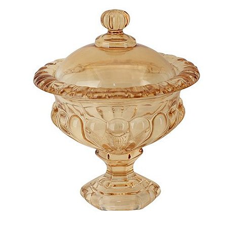 POTICHE ATHENAS PE CRISTAL ECOLOGICO D19XA22,5CM COR AMBAR