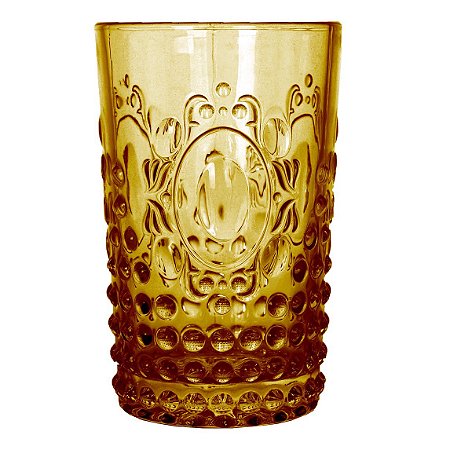 JG DE 6 COPOS BELLINI EM VIDRO 350ML A12,5CM COR AMBAR