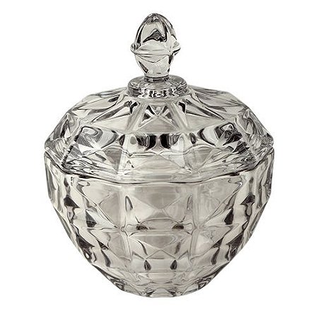 POTICHE AQUAMARINE EM CRISTAL D11,5XA14CM COR FUME