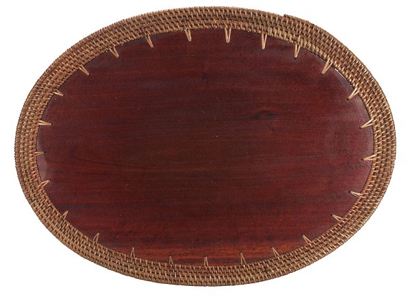 L.AMERIC OVAL 38X25CM EM RATTAN/MADEIRA DARK