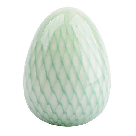 ENFEITE ELIPTICO EM VIDRO D11XA14,5 COR VERDE MINT