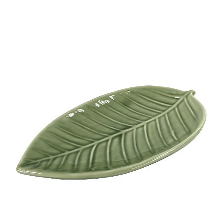 ADORNO FOLHAGEM EM PORCELANA L18XP9,5CM COR VERDE