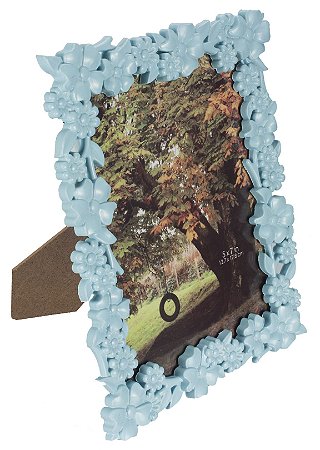 PORTA RETRATO FLOWERFULL EM PLASTICO 10X15CM AZUL CLARO