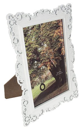PORTA RETRATO LACED EM PLASTICO 10X15CM BRANCO