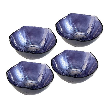 JG CENTRO MESA DEEP SEA AL 4 PECAS  VIDRO D14XA6CM  AZUL