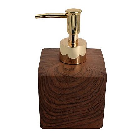 PORTA SABONETE GABINETTO CERAMICA 8X8X14CM 400ML MARROM