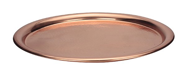 BANDEJA MARTELADO REDONDA EM ACO INOX D38XA1,5CM COR COBRE