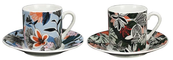 JG DE 12 PECAS PARA CAFE COFFE TIME EM PORCELANA 90ML