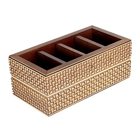 PORTA CONTROLE REMOTO MADEIRA TRELICA 24X12X10 COR MARROM