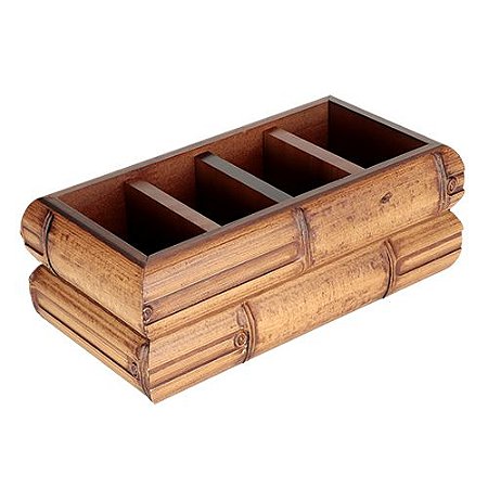 PORTA CONTROLE REMOTO MADEIRA BAMBOO 24X12X9 COR MARROM