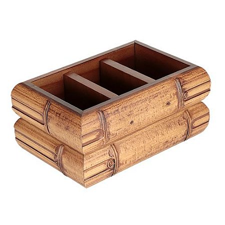 PORTA CONTROLE REMOTO MADEIRA BAMBOO 19X12X10 COR MARROM
