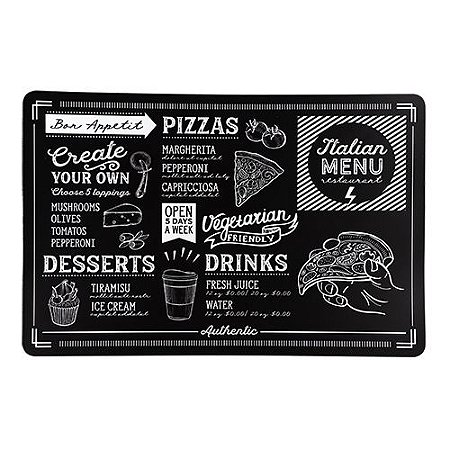 LUGAR AMERICANO PLASTICO ITALIAN MENU L43,5XP28,5 COR PRETO