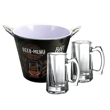 KIT 3 PECAS CERVEJA BEER MENU ACRILICO VIDRO INTERIOR BRANCO