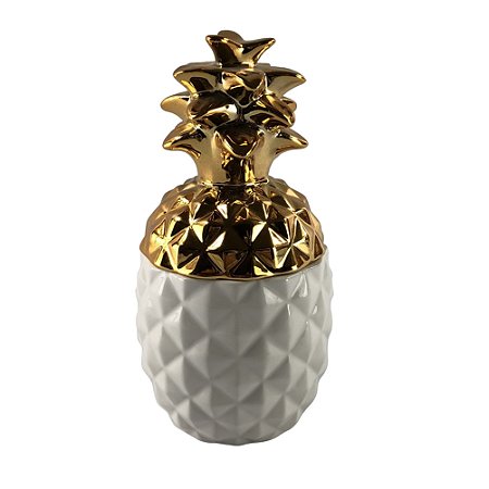 ABACAXI TERRA EM PORCELANA D8,5XA17CM COR OURO