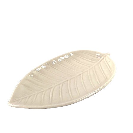 ADORNO FOLHAGEM EM PORCELANA L18XP9,5CM COR BRANCA