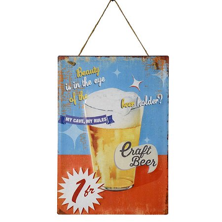PLACA DECORATIVA BEER DOLAR EM FERRO L28XP0,05XA40CM