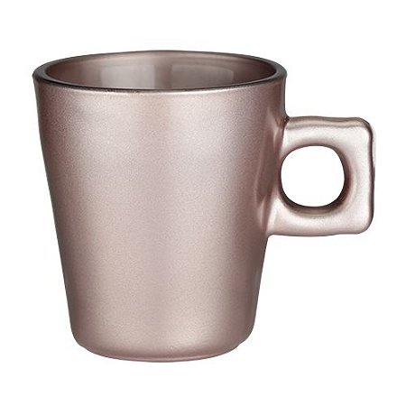 JOGO DE 4 XICARAS PLAIN COFFEE TIME EM VIDRO 80ML COR ROSE