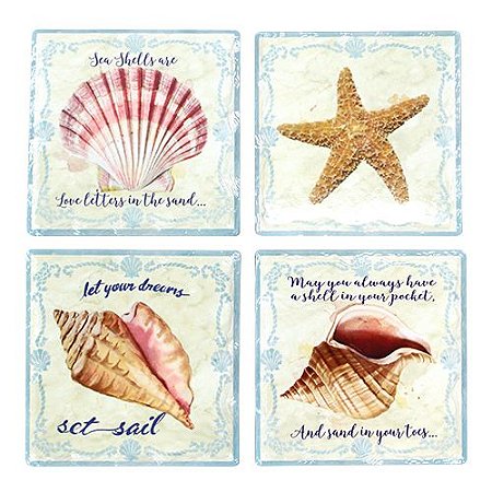 JOGO DE 4 PORTA COPOS DEEP SEA EM CERAMICA L10,8XA10,8CM