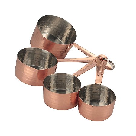 JG 4 MEDIDORES MARTELADO EM INOX 60/80/120/240ML COR COBRE