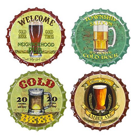 JOGO DE 4 PORTA COPOS CERVEJA EM CERAMICA D10,8CM