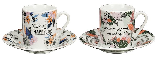 JG DE 12 PECAS PARA CAFE COFFE TIME EM PORCELANA 90ML