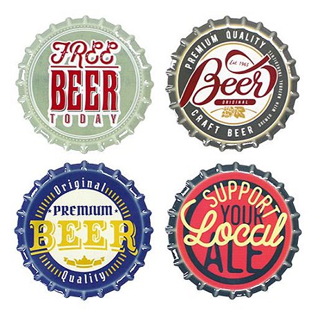 JOGO DE 4 PORTA COPOS BEER EM CERAMICA D10,8CM