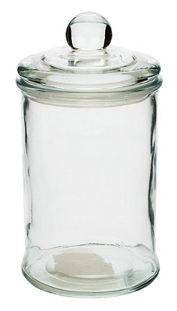 POTE REDONDO EM VIDRO LISO COM TAMPA 120ML D6XA11CM