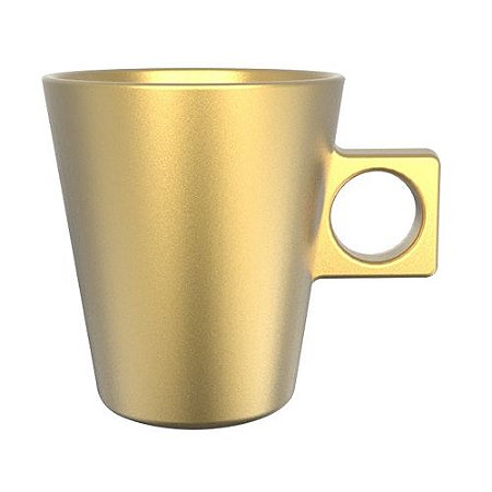JG 4 XICARAS PLAIN COFFEE TIME EM VIDRO 80ML COR DOURADA