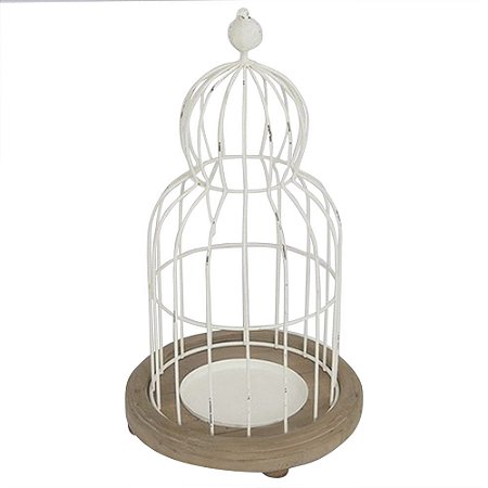 CASTICAL DE METAL BRANCO E MADEIRA F23CM X 42CM