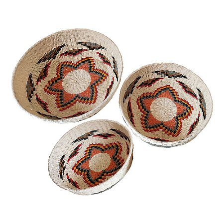 CJ. DE CENTRO DE MESA DE CORDA COM ESTAMPA - 3PCS