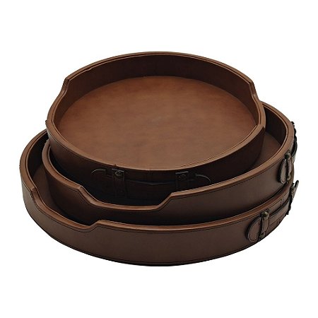 CJ. DE BANDEJAS ESTILO COURO MARROM  - 3PCS