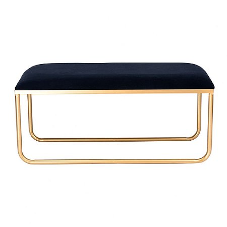 BANCO EM METAL E TECIDO PRETO E DOURADO