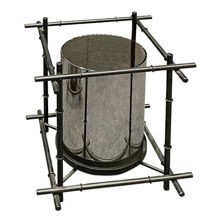 CASTICAL DE CRISTAL FUME COM METAL PRETO 16,5CM X 16,5CM X 2