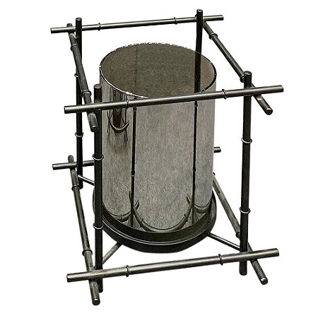 CASTICAL DE CRISTAL FUME COM METAL PRETO 18CM X 18CM X 23CM