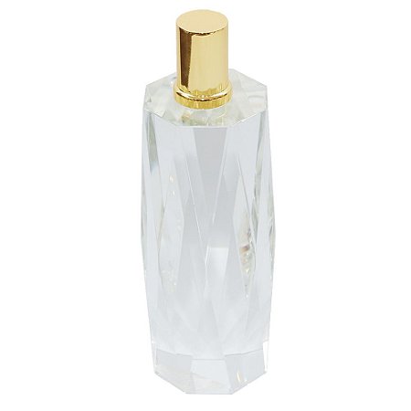 PECA DECORATIVA DE CRISTAL COM METAL DOURADO 7CM X 7CM X 22,