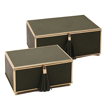 CJ. DE CAIXAS VERDE E METAL DOURADO - 2PCS